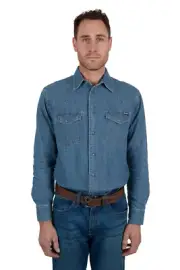 Wrangler Men's Jay Denim Western Long Sleeve Shirt