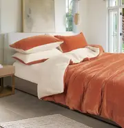 Gioia Casa 2 in 1 Teddy Sherpa Quilt Cover Set and Blanket (Terracotta, Super King)