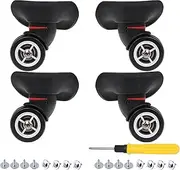 [SHANOER] 2 Pair Replacement Wheels for Luggage 360 Swivel Dual Suitcase Casters Roller Black (W042)