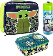 Zawadi Global Star Wars Mandalorian Kids Childrens Lunch Box Set – Insulated Lunch Bag, Multicompartment Lunch Box & 540ml Water Bottle - School Travel Lunch Food Set, BPA Free