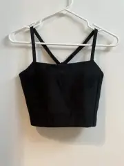 Prana Womens Black Crossback sculpt Adjustable Top With Built-In Bra medium
