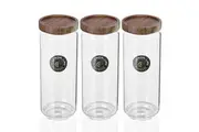 3x Lemon And Lime 1.4L Woodend Glass Canister Food Storage Container Jar Kitchen
