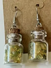 Peridot Citrine Glass Bottle Drop Earrings