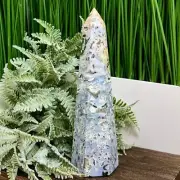 Ocean Sea Jasper Tower Healing Crystal Generator 722g 207mm