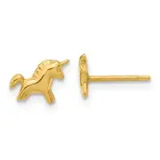 Real 14kt Yellow Gold Madi K Polished Unicorn Post Earrings