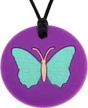Sensory Butterfly Chew Necklace for Kids, Girls or Boys - Silicone Chewy Necklac