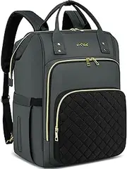 [Cafele] Laptop Backpack for Women, Convertible Backpack for Teacher Nurse with Water Resistant, Quilted Travel Work Backpack with USB Port,Commuter Backpack, Dark Gray,2323H-03