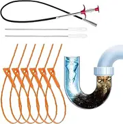 Drain Snake, 35.5inch Drain Clog Remover(1pcs), 25inch Drains Snake Hair Remover(6pcs) ＆ Cleaning Brush(2pcs), Hair Catcher Auger Cleaner Tool Set For Toilet, Kitchen Sink, Bathroom Tub