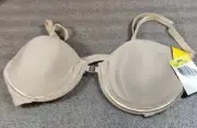 Wonderbra Push Up Woman 38C Beige strapless/ strap Underwire Padded Front Clasp