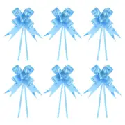 300Pcs 3.3inch Pull Bows Ribbon Gift Wrapping Pull Bow Heart Pattern Light Blue