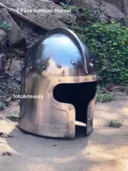 Medieval T Face Barbute Helmet Knight Wearable Armor Costume LARP Reenactment