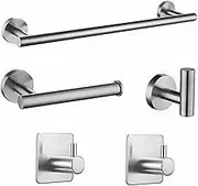 UTHCLO 5pcs Stainless Steel Towel Rack Towel Racks Black Towel Rack Paper Towel Rack Household Towel Rod Bath Towel Rack Paper Towel Holder Towel Storage Rack Bathroom Towel Bar Silver