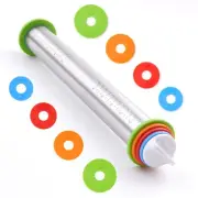 Rolling Pin with Thickness Rings, 17" Adjustable Stainless Steel Rolling Pins...