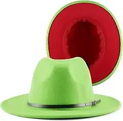 [FALETO] Two Tone Red Bottom Wide Brim Wool Felt Fedora Hat Panama Hat Casual Jazz Hats for Men Women