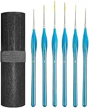 BOSOBO Miniature Paint Brushes Detail Set, 6 Pcs Fine Tipped Small Artist Paintbrushes for Acrylic Oil Watercolor Painting, Rock, Micro Model, Nail Art, Craft & Paint by Number, Travel Case Included
