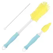 3 in 1 360 Rotation Straight Handle Silicone Bottle Cleaning Brush (Yellow)