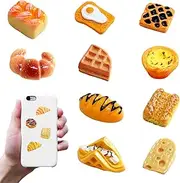 Miniature Bread 10Pcs Safe Resin Artificial Cute Lightweight Portable Mini Bread Model Doll House Accessories for Children Headgear Phone Decoration (Random) Miniature