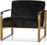 Hadiya Black Velvet Armchair - Antique Golden Frame