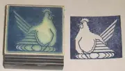 Chicken drawn by Grant Wood rubber stamp