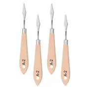 4Pcs Painting Palette Knives 6.69" Steel Stainless Blade Wood Handle with Hole