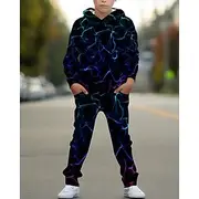 Boys' 3D Graphic Hoodie Sweatpants Set Sports Suit Tracksuits Long Sleeve Spring Fall Daily Basic Casual Kids 4-12 Years Hooded Outdoor Vacation Sports Tailor