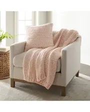 Home Collection Chunky Throw Blanket & Pillow Bundle