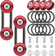 Bumper Quick Release, Mellbree Quick Release Trunk Front Rear Bumper Fasteners Fenders Holders Kit Compatible for Universal Car Bumper (Red 4 x Quick Release Tabs with 12 x O-Ring Fastener）