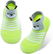 [Dexspoeny] 1 Pair Baby Shoes, Baby Socks Shoes Boys/Girls Walkers Shoes Non-Skid Slipper Shoes with Soft Rubber Sole Toddle Sneaker Yellow, Pinks, Grey
