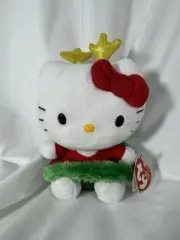 Ty Beanie Baby HELLO KITTY CHRISTMAS REINDEER 6" Stuffed Plush New MWMT's