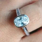 Elongated Cushion Cut Moissanite Ring Bezel Set Engagement Ring Side Baguette