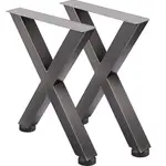 VEVOR Set of 2 Steel Table Legs, 28'Height 24'Wide Dining Table Legs, Heavy Duty 3.1" Square Box Section X Frame Table Legs, 28x24x3.1 Inch Original C