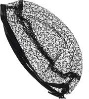 [Minkissy] Black Lace Beanie for Women Summer Mesh Hat Elegant Outdoor Net Cap for Hiking and Fishing Large Head Wrap Stylish Tulle Headwear to Conceal White Hair