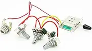 TopHomer Electric Guitar Wiring Harness Kits, 500K Pots Control Knobs 5-Way Switch LP 2T 2V 1J for Strats Style Replacement, Black Hat