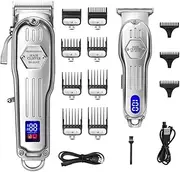 2 in 1 Full Metal Combo Kit Barber Hair Clipper For Men Professional Electric Beard Hair Trimmer Rechargeable Haircut