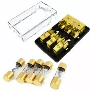 3 Position AGU Fuse 4/8 Gauge Holder Distribution Block w/ Pack of 5 80 Amp Fuse