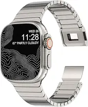 [CHANCHY] Stainless Steel Band for Apple Watch Ultra Band 49mm 45mm 44mm 42mm 38mm 40mm 41mm, Metal Strap with Folding Clasp for Apple Watch Series 8 7 6 5 4 3 2 1 for Men (Black, 49mm 45mm 44mm 42mm)