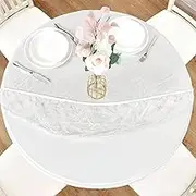 LUSHVIDA Round Waterproof Table Cover Elastic Vinyl Fitted Tablecloth Elastic Edged Plastic Table Cloth (Clear, Best for Up to 45"-56" Round)