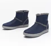 Clarks Cloudsteppers Faux Fur Ankle Boots - Step Glow Rose in Navy 9 W