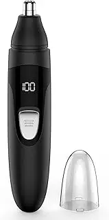 Nose Hair Trimmer Painless Rechargeable Ear and Eyebrow Trimmer Professional with Dual Edge Blades (Black)