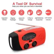 Emergency NOAA Weather Radio: Solar/Crank/USB, Flashlight + 2000mAh Power Bank