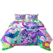 Colorful Kids Cross-Stitch-Like Lil Dragon Coverlet