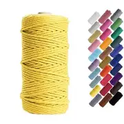 HAPYLY Macrame Cord Natual Macrame Cotton Cord DIY Craft Cord Spool Yellow