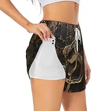[WURTON] Music Symbol Print Exercise Gym Workout Shorts Women's Athletic Shorts Dual-Layered Yoga Running Shorts