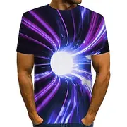 Men's Graphic Optical Illusion T Shirt Tee Short Sleeve T shirt 3D Print Round Neck Shirt Exaggerated Basic Daily Green / Black Light Green Pink Clothing Appar