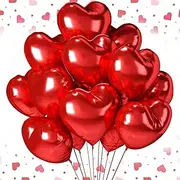 20PCS 18 Inch Heart Mylar Balloons Valentine's Day Balloons Red Heart Shape Balloon Love Foil Valentine's Day Balloons Valentine's Day Party Proposal Engagement Anniversary Decorations (Red)