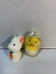 Vintage New 2" Easter Candles Bunny with Carrot and Chick in Egg