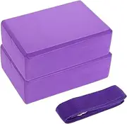 Toyvian 3Pcs Yoga Block Set with Extension Strap High Density Eva Foam Yoga Props for Beginners Supports Flexibility and Poses Lightweight Portable for Home Gym Use