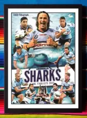 Framed 2022 Cronulla Sharks NRL Poster - Nicho Hynes - 84cm x 59.5cm x 3cm