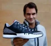 Roger Federer Nike Air Jordan Zoom Vapor RF AJ3 Black Cement 3 White Men’s Sz 6
