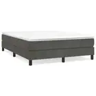 Velvet Fabric Bed Frame with Mattress Set Black Spring Box Queen Size 153x203cm